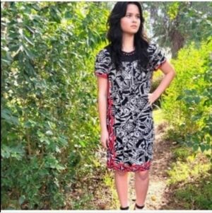 Anthropologie Floreat mini dress crochet neckline beads embroidery